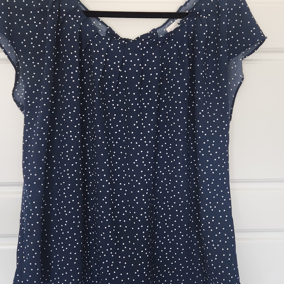 LC Lauren Conrad Tops - LC Lauren Conrad Blue and White Polka Dot Top